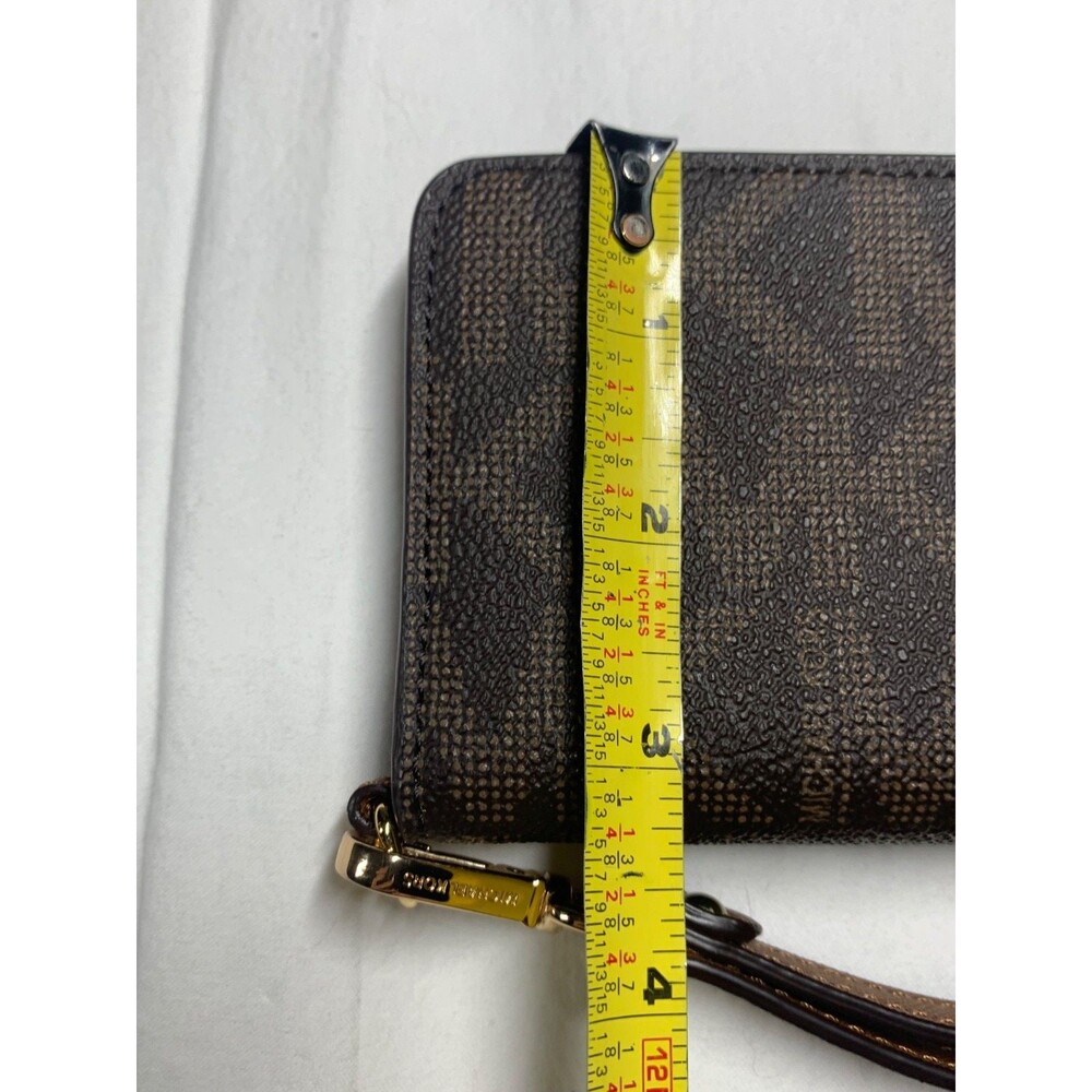 Michael Kors Jet Set Saffiano Leather Tech Phone Wristlet Wallet Brown Luggage - Picture 5 of 6